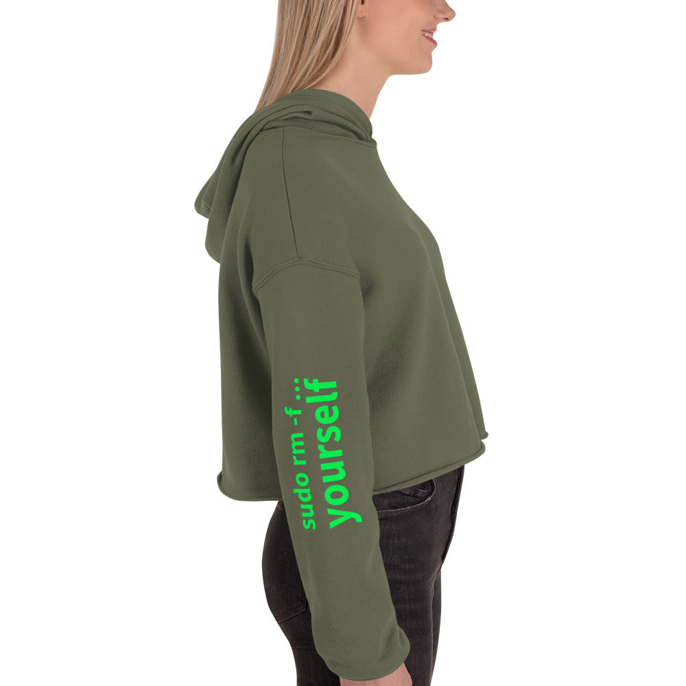 sudo rm -f yourself - Crop Hoodie (all sides print) by DarkByteGear