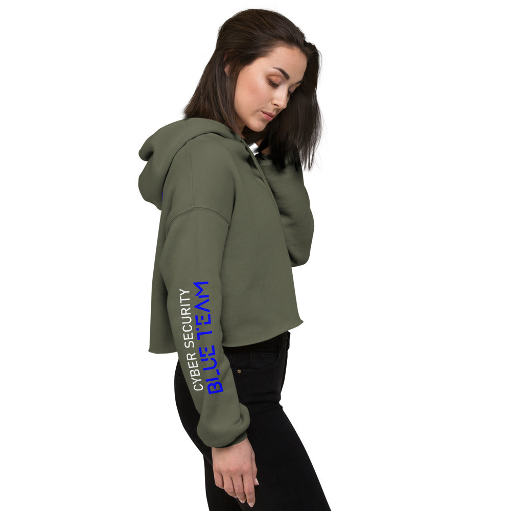 Cybersecurity Blue Team v4 - Crop Hoodie (back print) by DarkByteGear