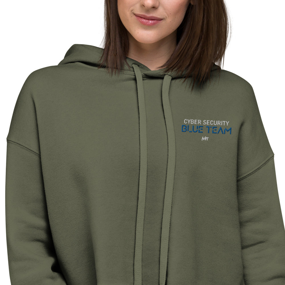 Cybersecurity Blue Team v4 - Crop Hoodie by DarkByteGear