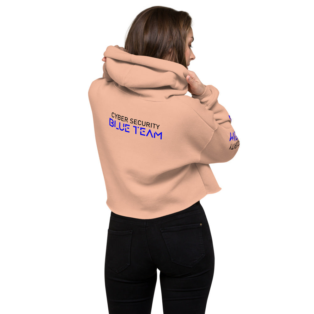 Cybersecurity Blue Team v4 - Crop Hoodie (back print) by DarkByteGear
