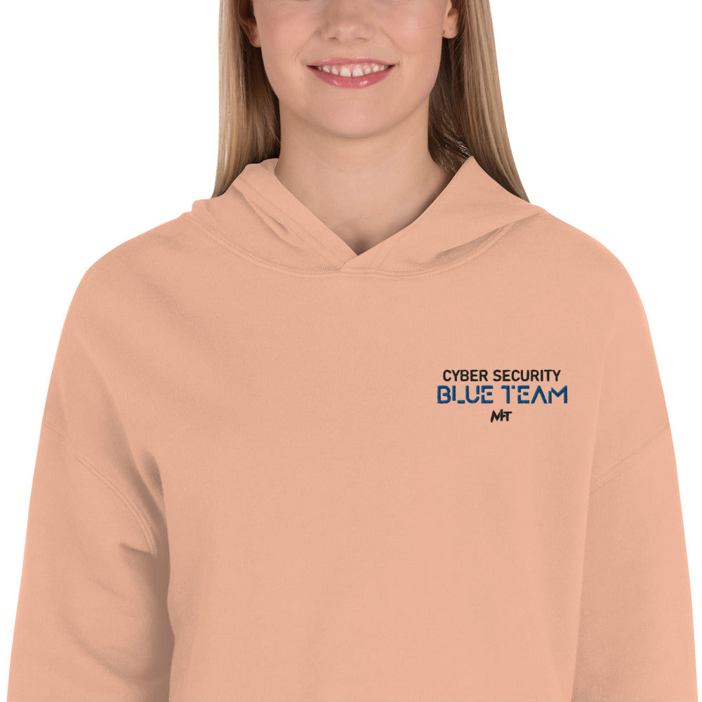 Cybersecurity Blue Team v4 - Crop Hoodie by DarkByteGear