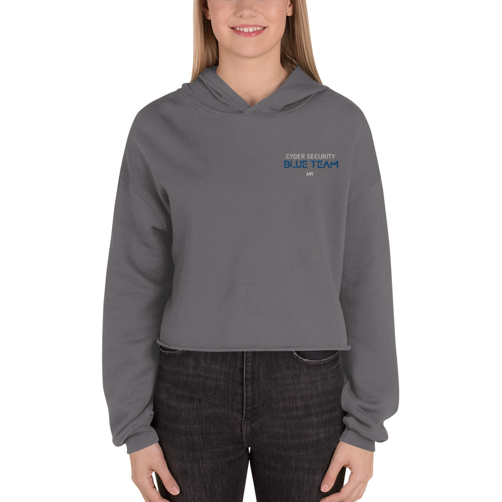 Cybersecurity Blue Team v4 - Crop Hoodie by DarkByteGear