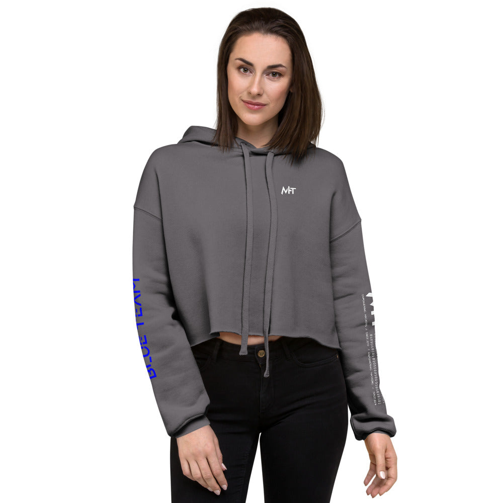 Cybersecurity Blue Team v4 - Crop Hoodie (back print) by DarkByteGear