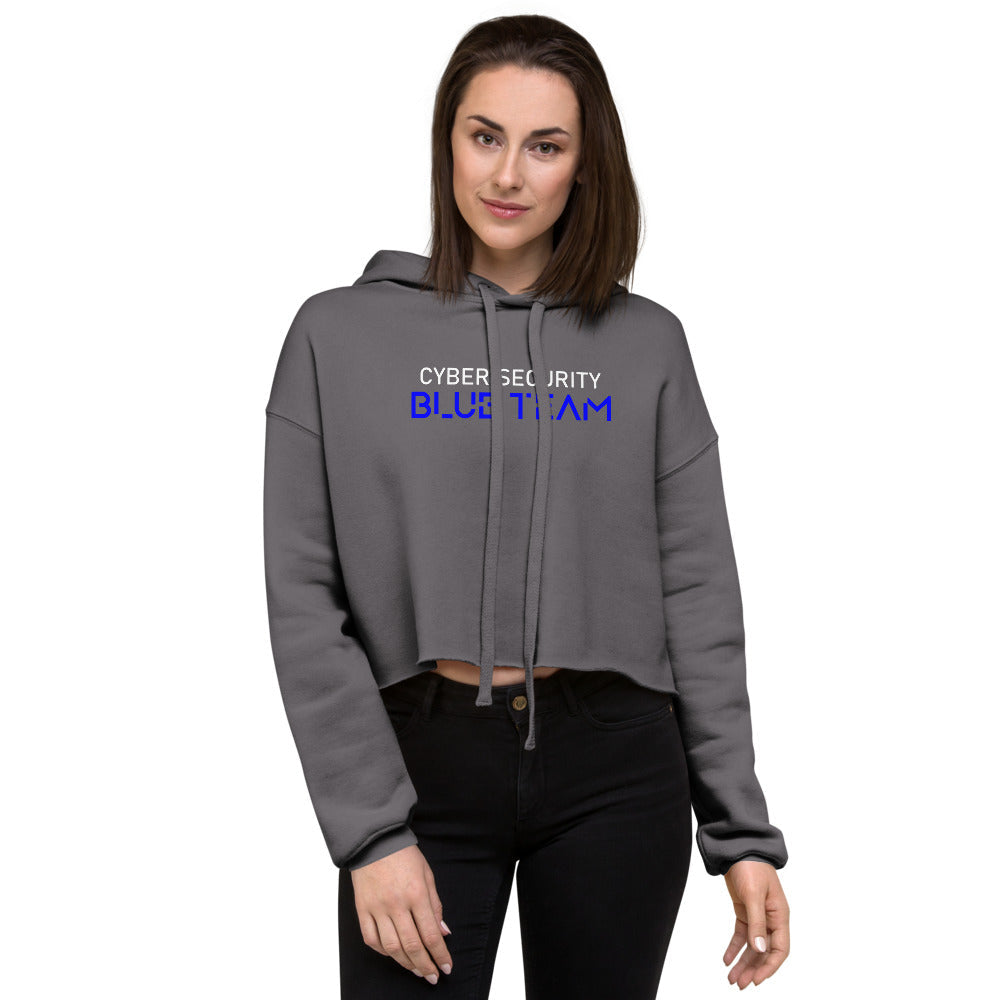 Cybersecurity Blue Team v4 - Crop Hoodie by DarkByteGear