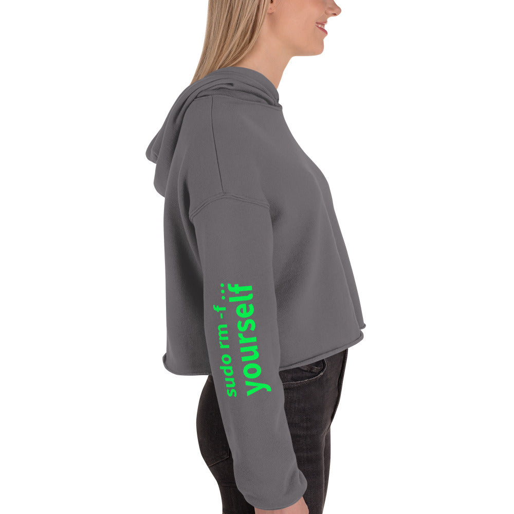 sudo rm -f yourself - Crop Hoodie (all sides print) by DarkByteGear