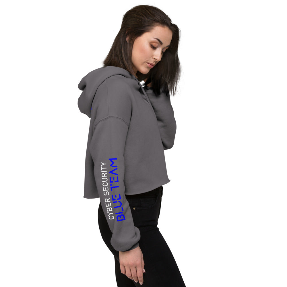 Cybersecurity Blue Team v4 - Crop Hoodie (back print) by DarkByteGear