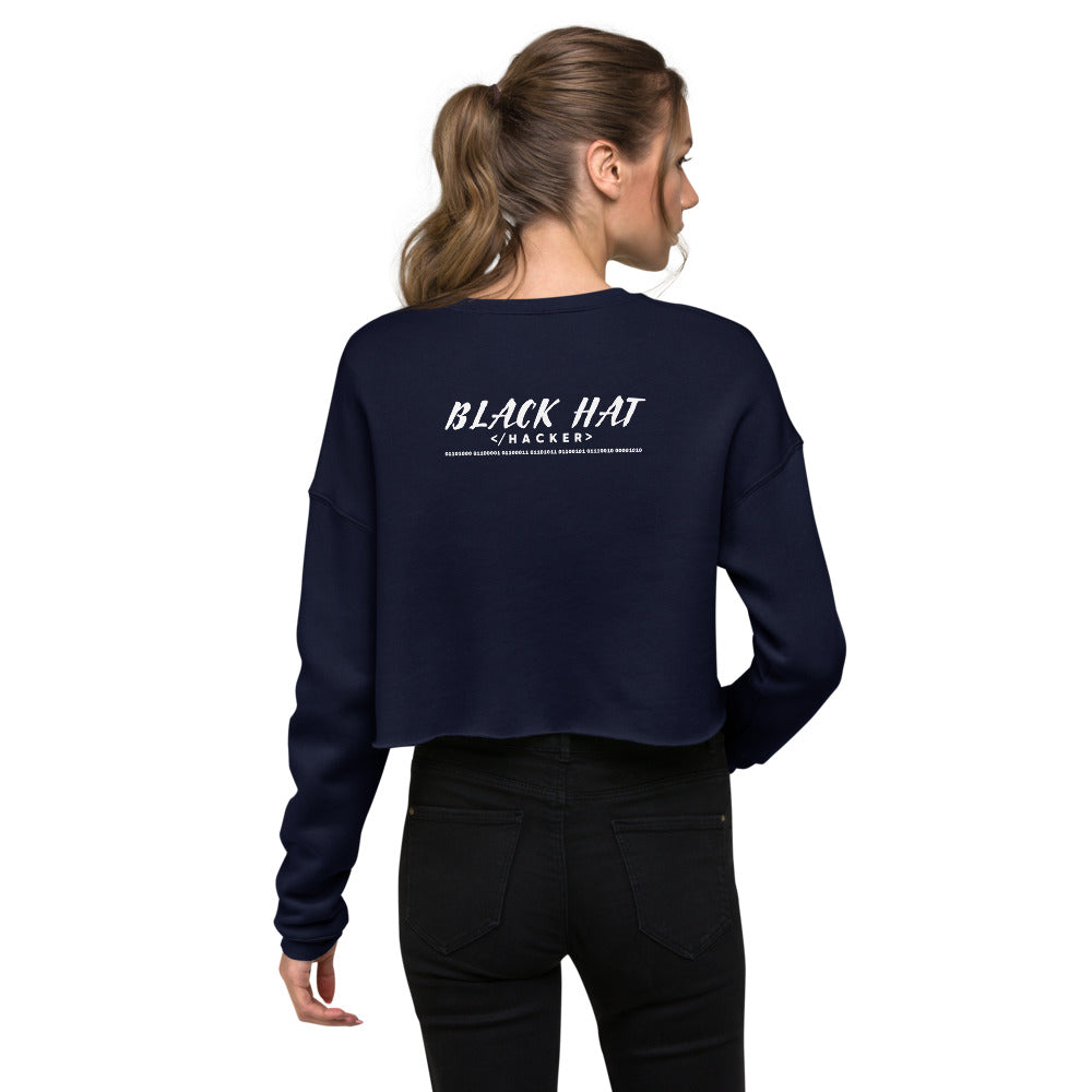 Black Hat Hacker V2 - Crop Sweatshirt (back print) by DarkByteGear