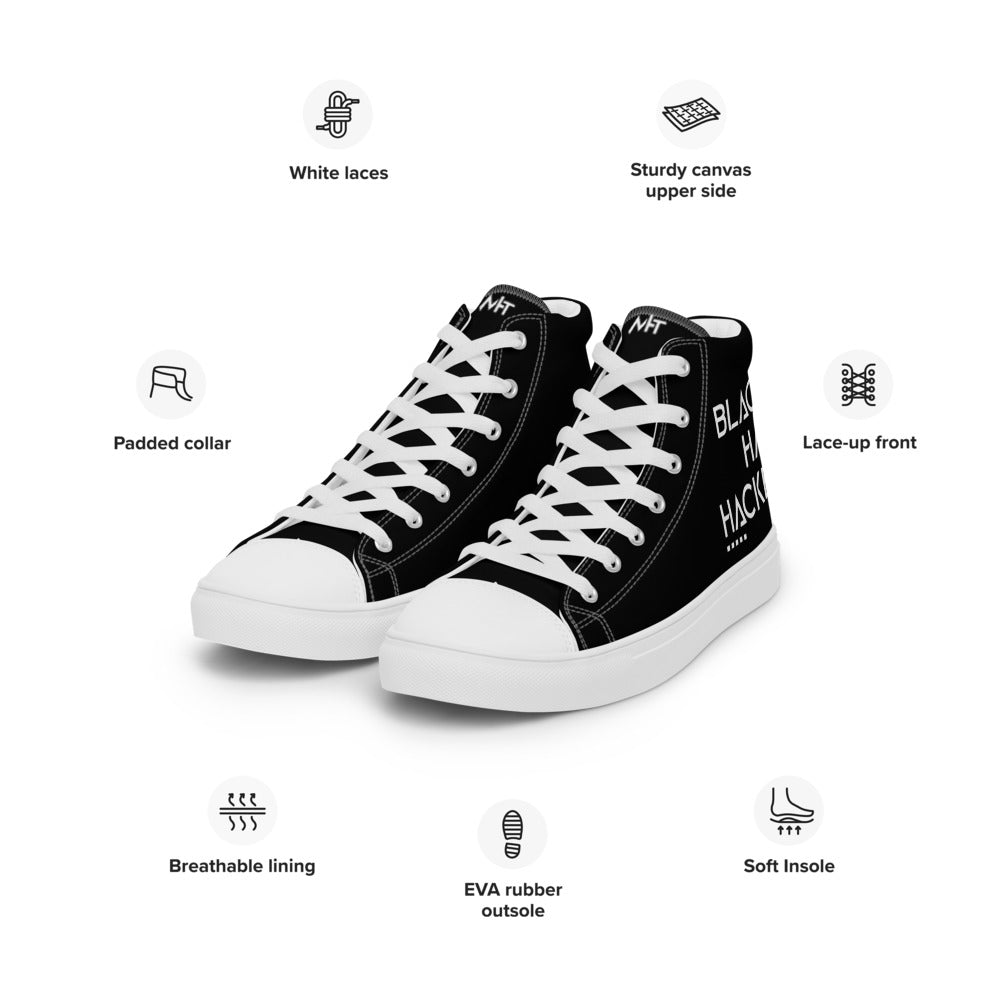 Black Hat Hacker v1 - Women’s high top canvas shoes by DarkByteGear