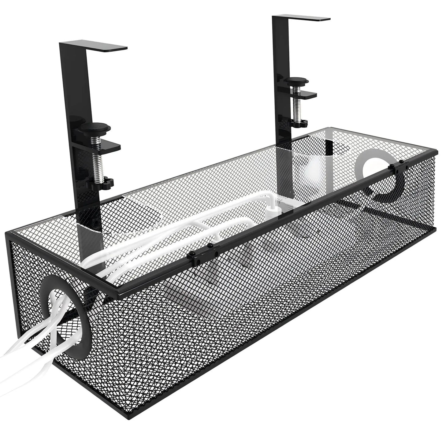 Under Desk Box Tray BLACK, 1 Pack - Wire Management & Cord Organizer, Clamp Mount by DarkByteGear