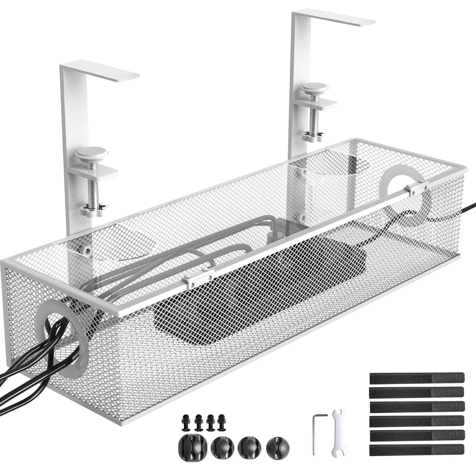 Under Desk Box Tray BLACK, 1 Pack - Wire Management & Cord Organizer, Clamp Mount by DarkByteGear