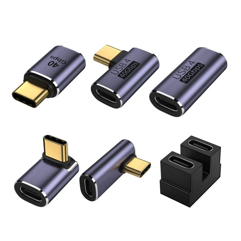 USB 4.0 PD 100W 8K 60Hz Charger Connector for Macbook 40Gbps High Speed USB C OTG U-Shape Straight Angle Male to Female Adapter by DarkByteGear