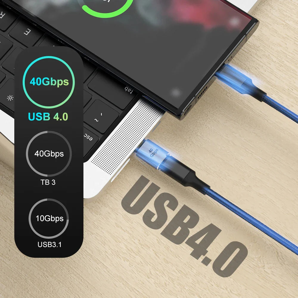 USB 4.0 PD 100W 8K 60Hz Charger Connector for Macbook 40Gbps High Speed USB C OTG U-Shape Straight Angle Male to Female Adapter by DarkByteGear