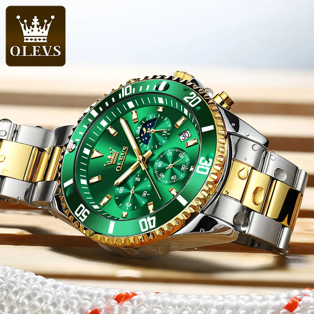 OLEVS Watch for Men Luxury Stainless Steel by DarkByteGear