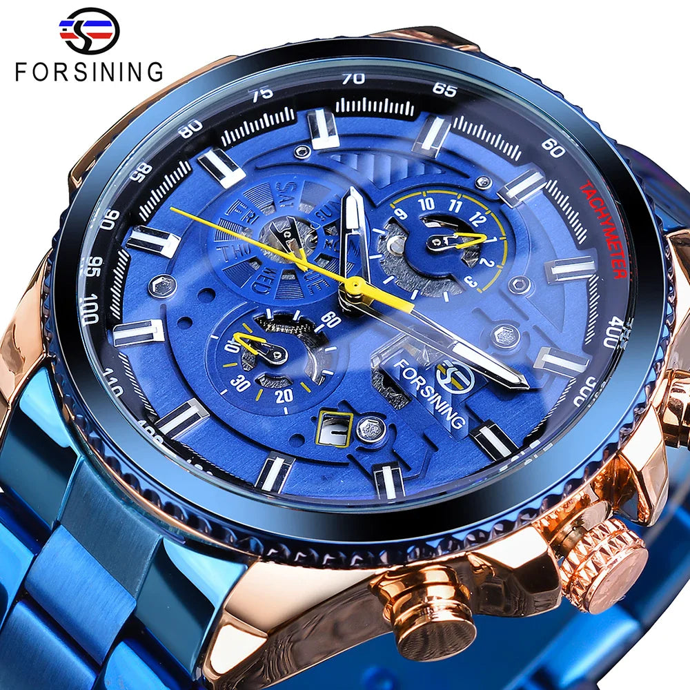 Forsining 2019 3 Dial Calendar Multifunction Military Wrist Watch by DarkByteGear