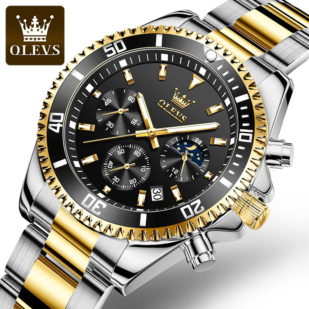 OLEVS Watch for Men Luxury Stainless Steel by DarkByteGear