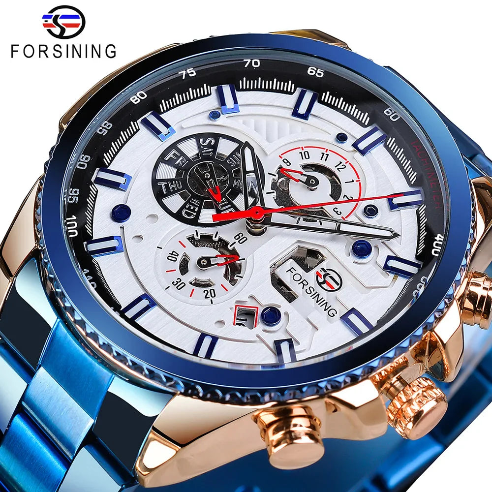 Forsining 2019 3 Dial Calendar Multifunction Military Wrist Watch by DarkByteGear