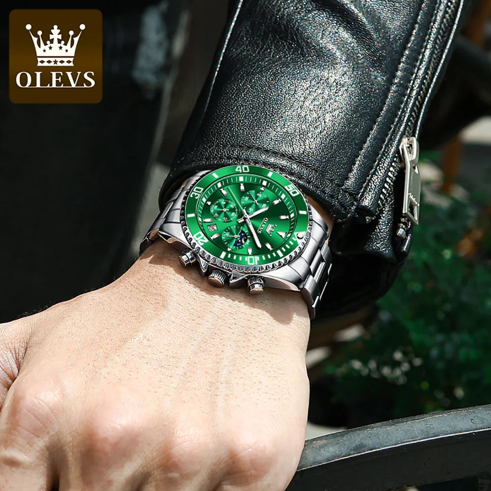 OLEVS Watch for Men Luxury Stainless Steel by DarkByteGear