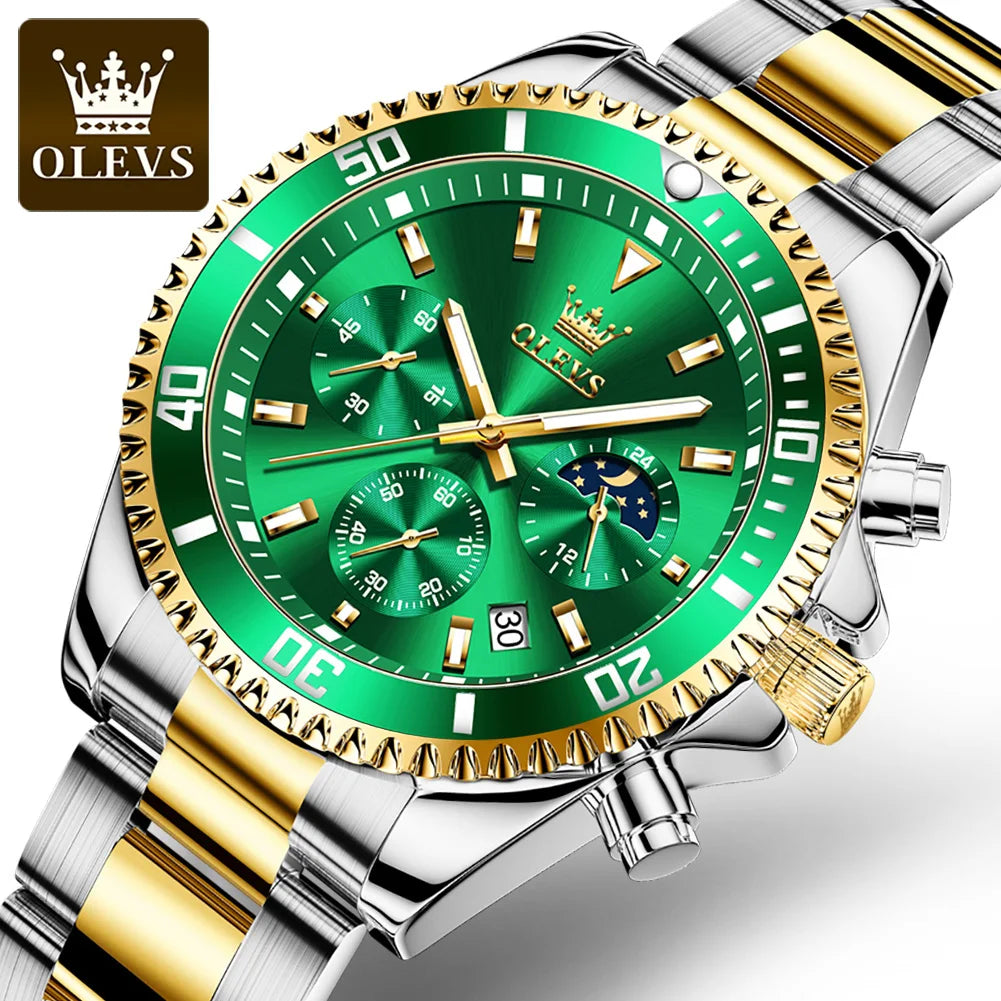 OLEVS Watch for Men Luxury Stainless Steel by DarkByteGear