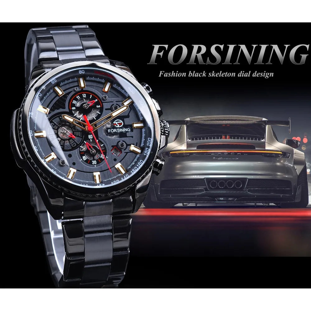 Forsining 2019 3 Dial Calendar Multifunction Military Wrist Watch by DarkByteGear