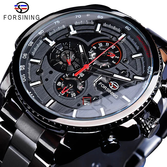 Forsining 2019 3 Dial Calendar Multifunction Military Wrist Watch by DarkByteGear