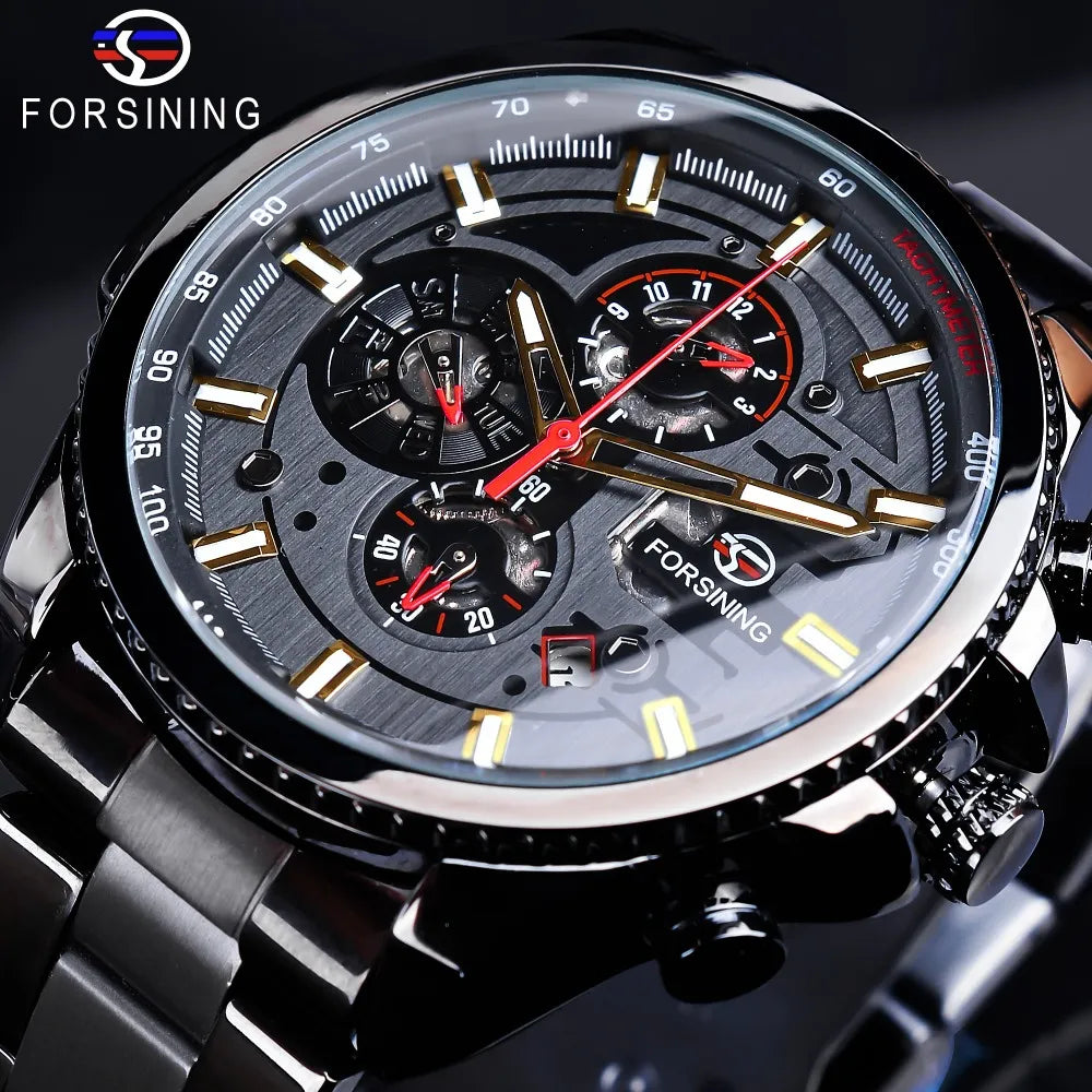 Forsining 2019 3 Dial Calendar Multifunction Military Wrist Watch by DarkByteGear