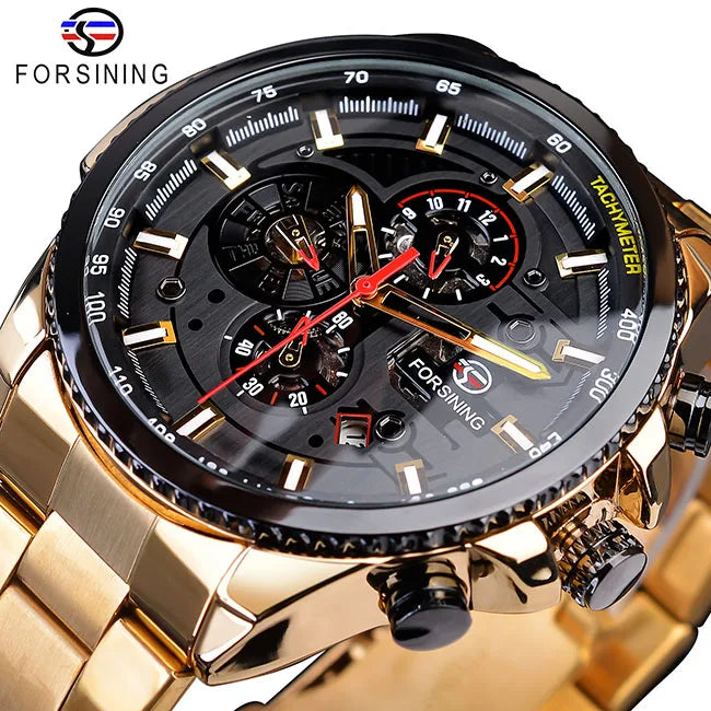 Forsining 2019 3 Dial Calendar Multifunction Military Wrist Watch by DarkByteGear