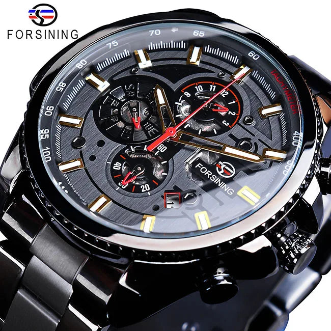 Forsining 2019 3 Dial Calendar Multifunction Military Wrist Watch by DarkByteGear