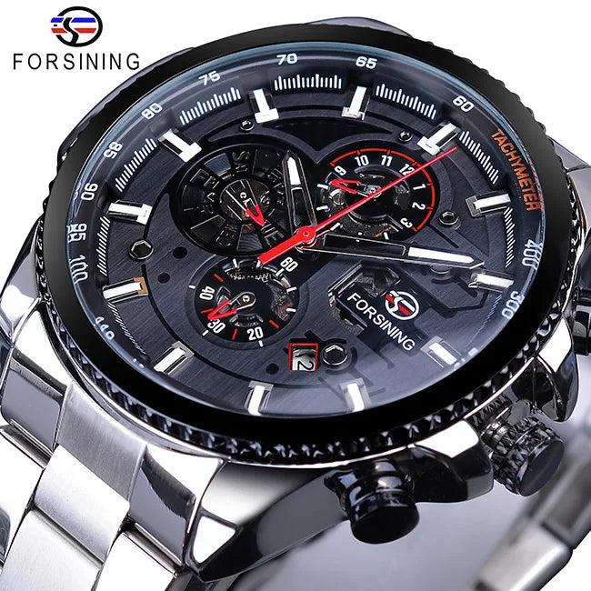 Forsining 2019 3 Dial Calendar Multifunction Military Wrist Watch by DarkByteGear