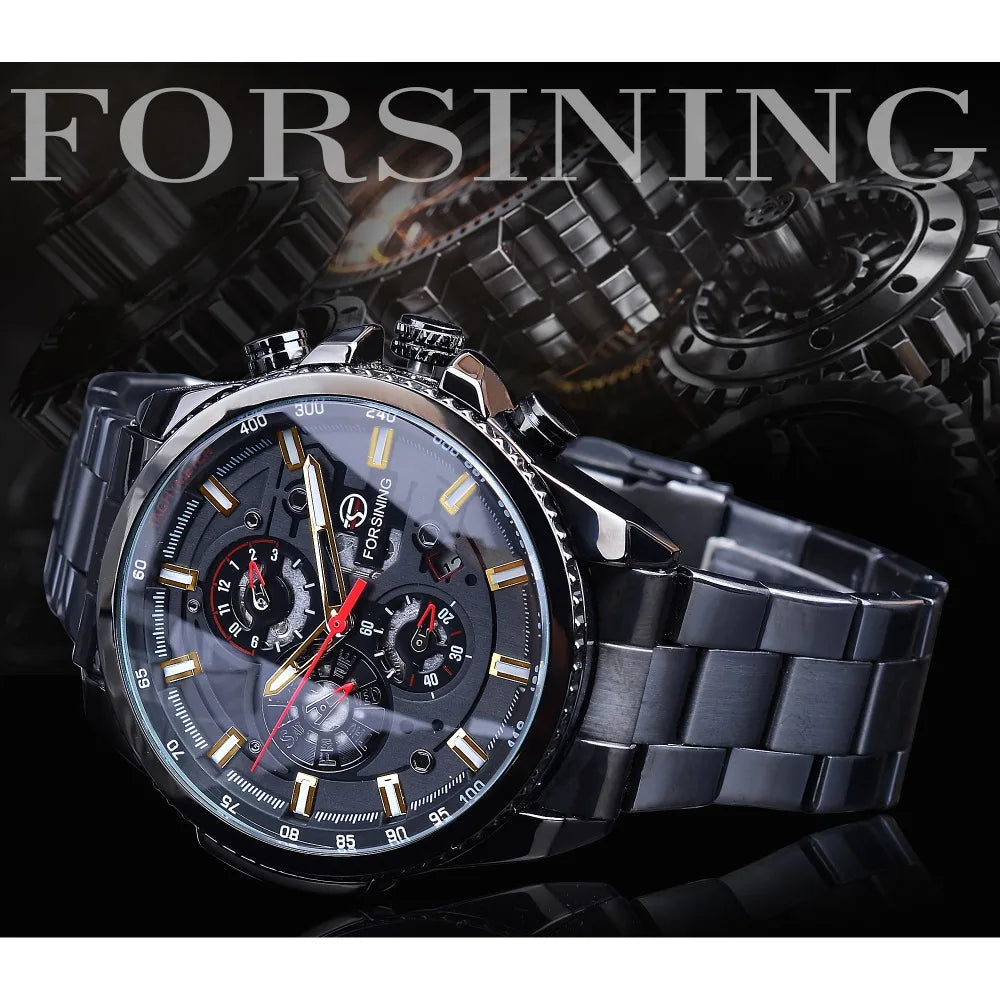 Forsining 2019 3 Dial Calendar Multifunction Military Wrist Watch by DarkByteGear