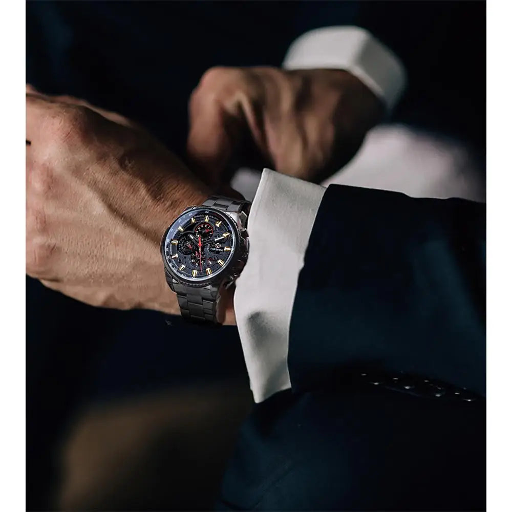 Forsining 2019 3 Dial Calendar Multifunction Military Wrist Watch by DarkByteGear
