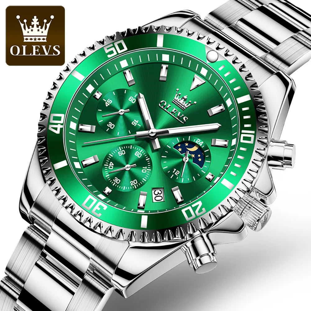 OLEVS Watch for Men Luxury Stainless Steel by DarkByteGear