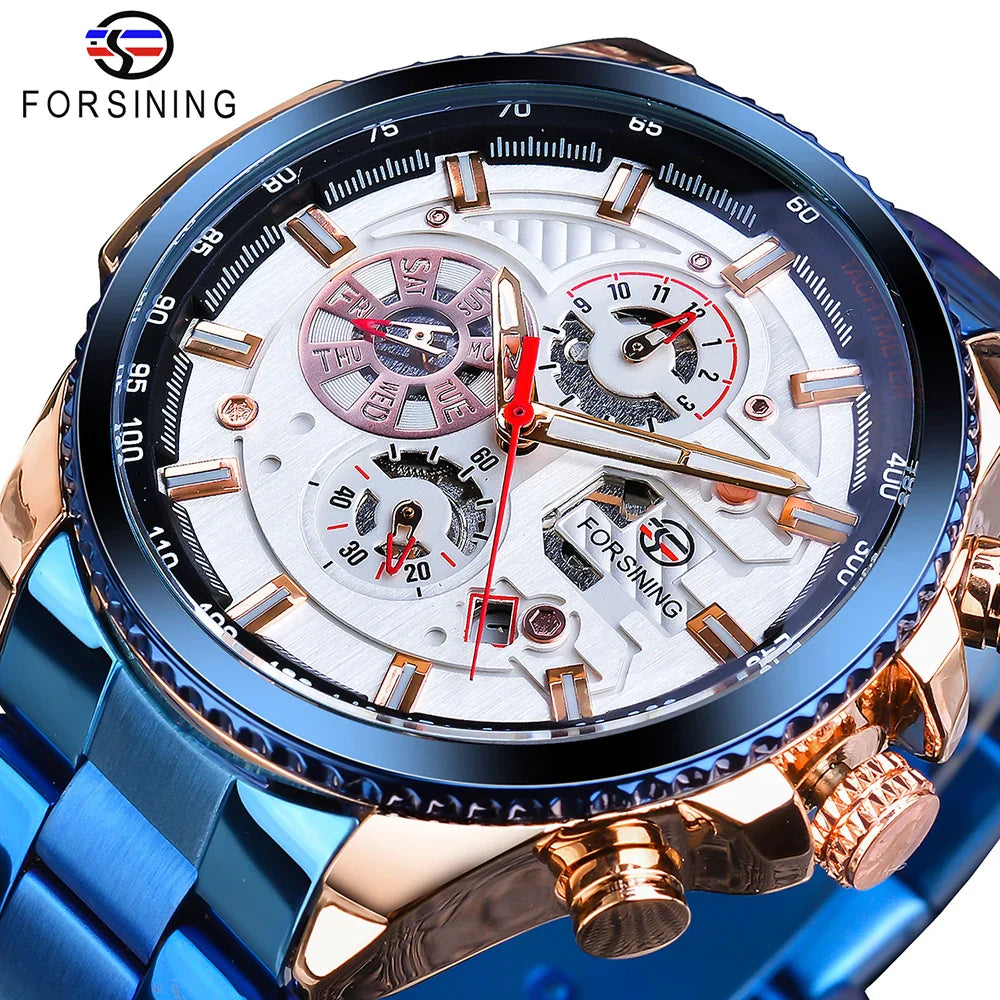 Forsining 2019 3 Dial Calendar Multifunction Military Wrist Watch by DarkByteGear