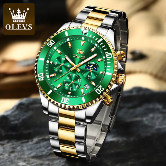 OLEVS Watch for Men Luxury Stainless Steel by DarkByteGear
