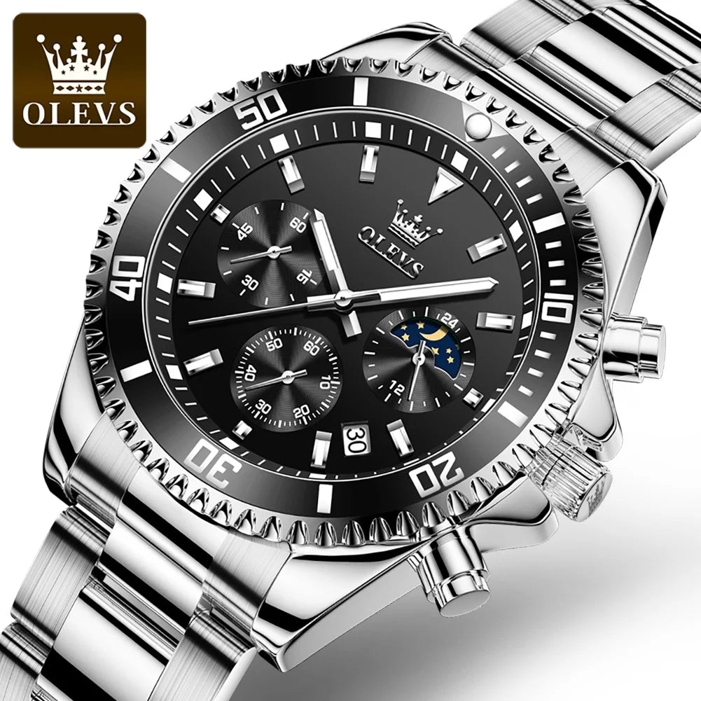 OLEVS Watch for Men Luxury Stainless Steel by DarkByteGear
