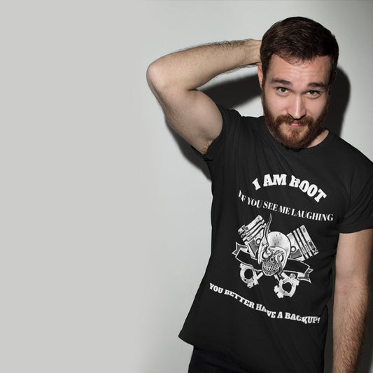 I Am Root If You See Me Laughing You Better Have A Backup - Short-Sleeve Unisex T-Shirt (white text) by DarkByteGear