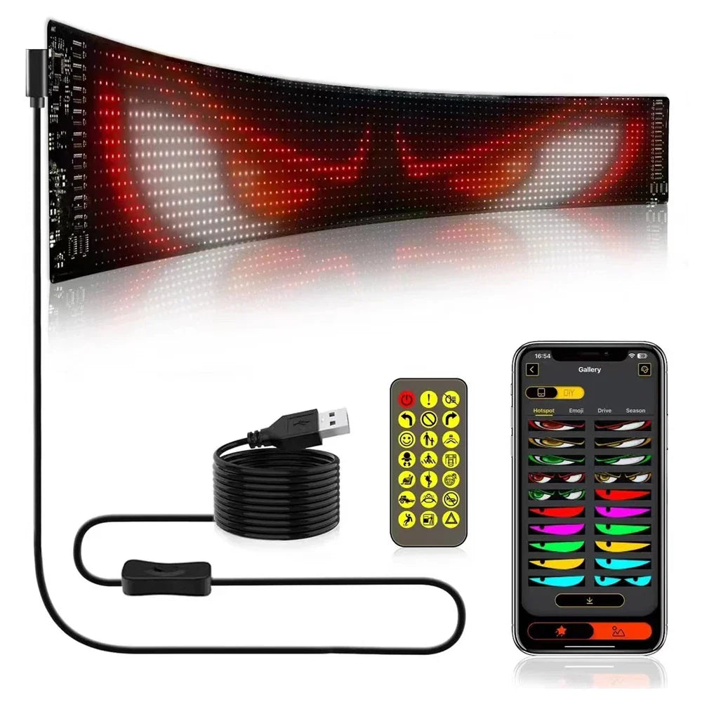 LED Matrix Pixel Panel Display Screen Flexible RGB Car Pattern Graffiti Scrolling Text Animation Shop Reminder Light Bluetooth by DarkByteGear