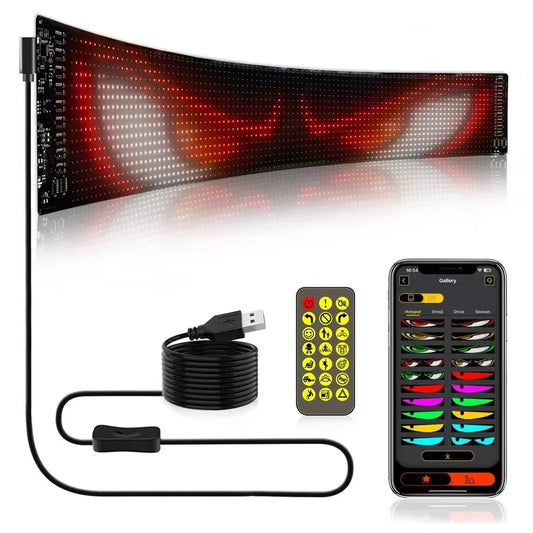 LED Matrix Pixel Panel Display Screen Flexible RGB Car Pattern Graffiti Scrolling Text Animation Shop Reminder Light Bluetooth by DarkByteGear