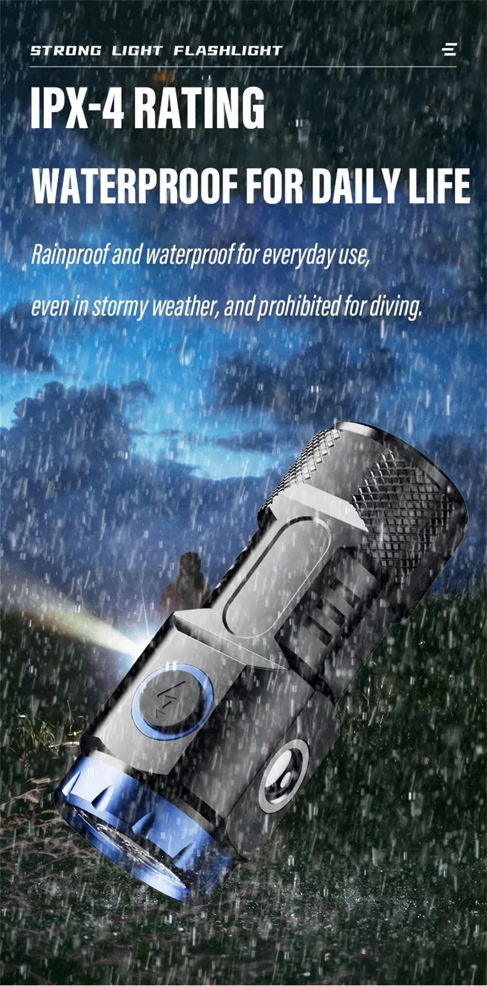 MINI Rechargeable LED Flashlight Camping Light With Side Lights and Lampshade Tail with Magnet Suitable for Exploring, Camping by DarkByteGear