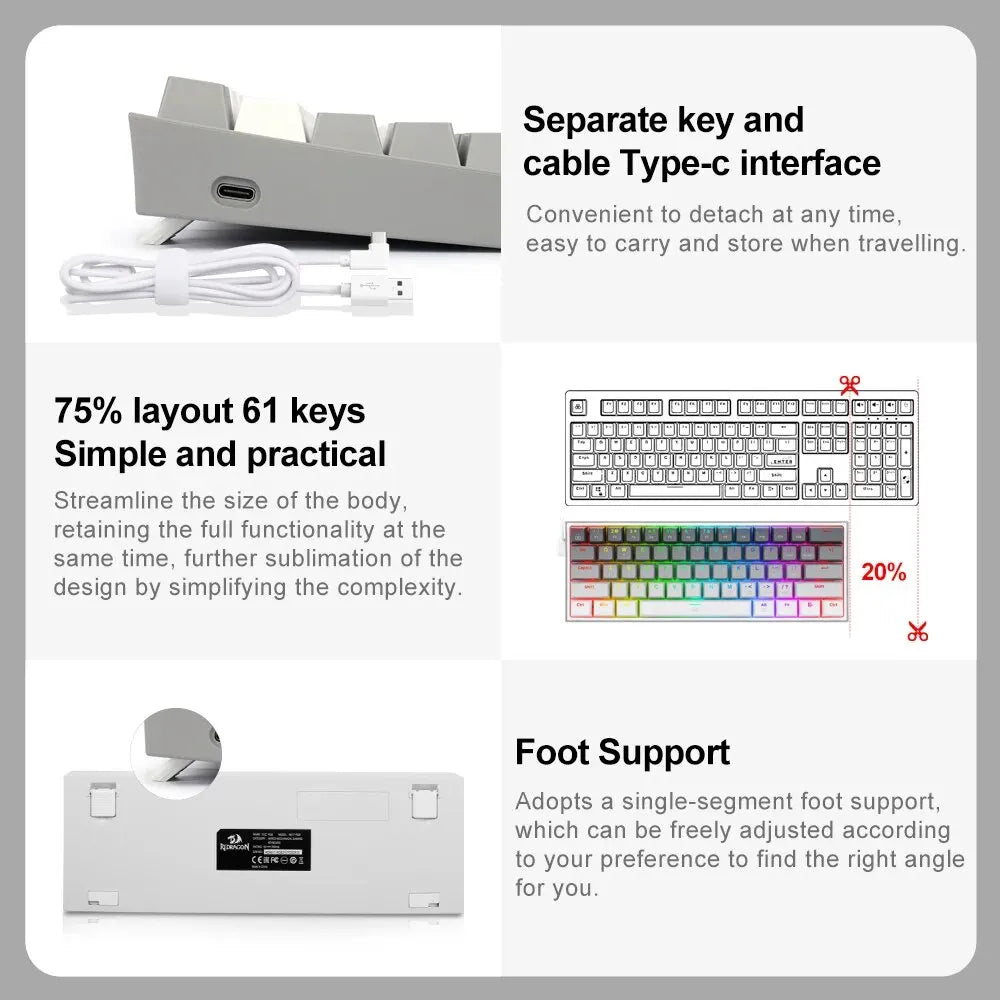 REDRAGON Fizz K617 RGB USB Mini Mechanical Keyboard by DarkByteGear