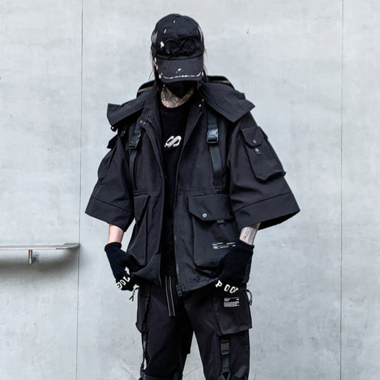 Cyber Assassin Hooded Jacket Techgear Streetwear by DarkByteGear