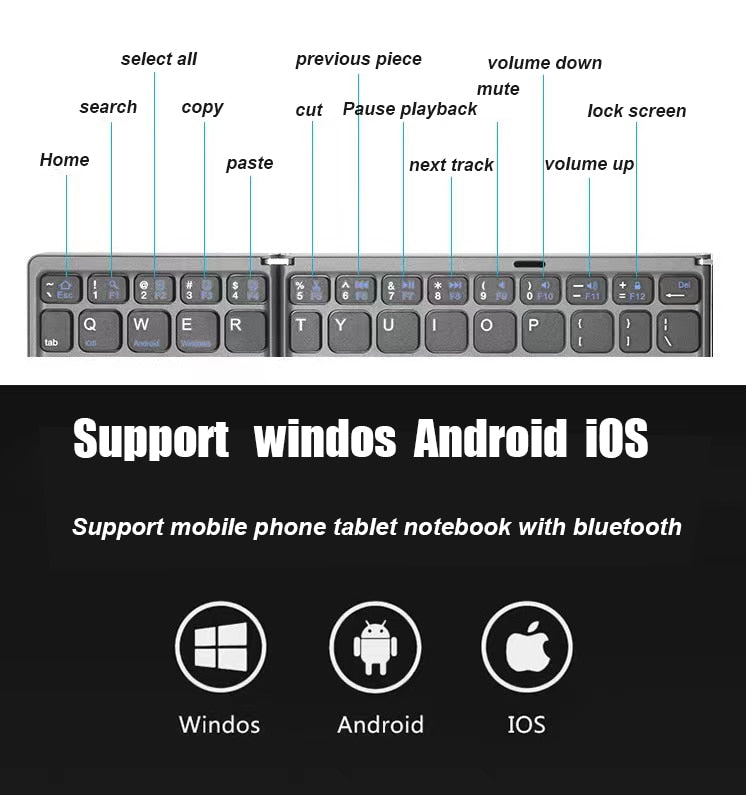PixelMorph Mini Wireless Foldable Keyboard by DarkByteGear