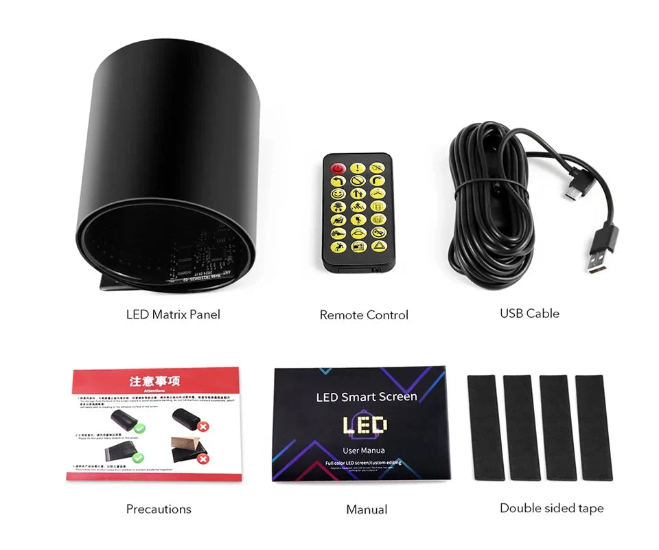 LED Matrix Pixel Panel Display Screen Flexible RGB Car Pattern Graffiti Scrolling Text Animation Shop Reminder Light Bluetooth by DarkByteGear