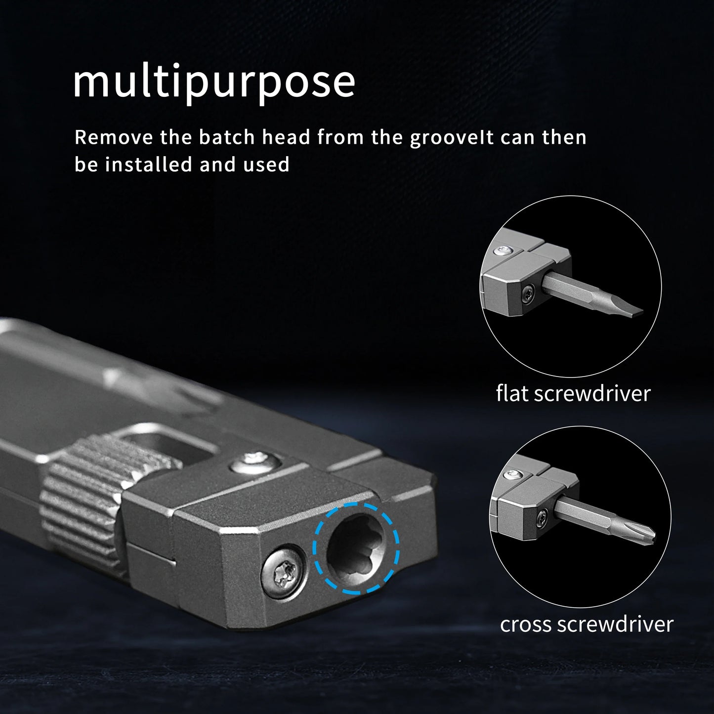 Titanium Functional Keychain Multifunctional Outdoor Portable EDC Tool With Screwdriver Also Can Unscrew Hexagonal Nut by DarkByteGear