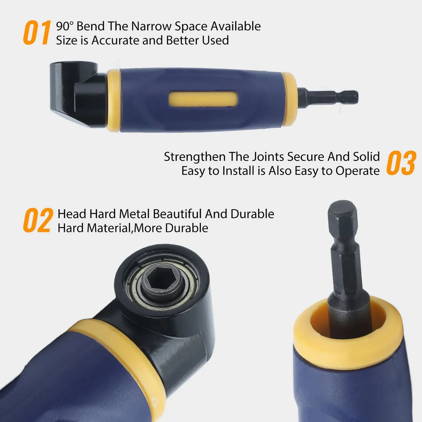 Right Angle Drill Adaptor 90 Degree Yellow Blue Drills Attachment Extension Driver Yellow Blue Extension Driver by DarkByteGear