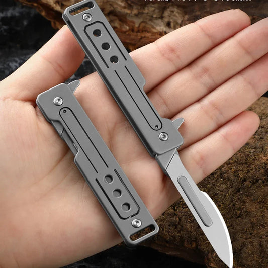 Titanium Alloy Scalpel Fast Open Folding Knife EDC Unpacking Pocket Knife Outdoor Camping Knife with 10pcs Replaceable Blades by DarkByteGear