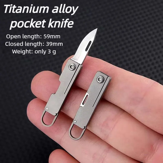 Titanium alloy pocket knife with sharp folding edge, portable keychain pendant, unboxing and unpacking, express knife by DarkByteGear