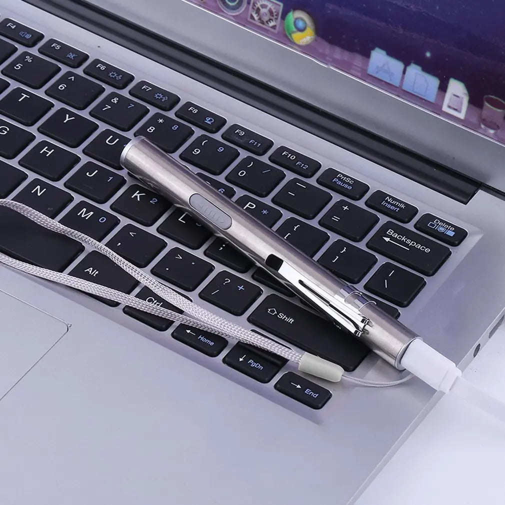 Mini Portable Medical Handy LED Pen Light Flashlight USB Rechargeable Dentist Nurse Torch with Stainless Steel Clip by DarkByteGear