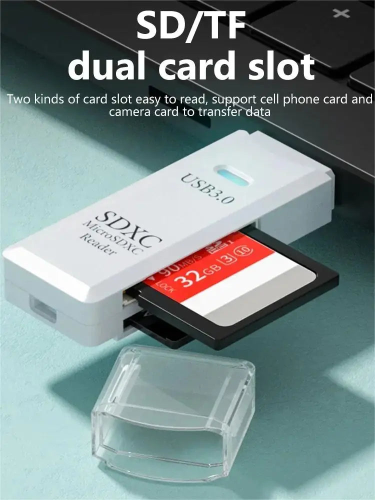 Multi Functional 2-in-1 High-speed USB 3.0/2.0 Card Reader Supports TF+SD Computer, Tablet Camera, Laptop, Car Mounted by DarkByteGear