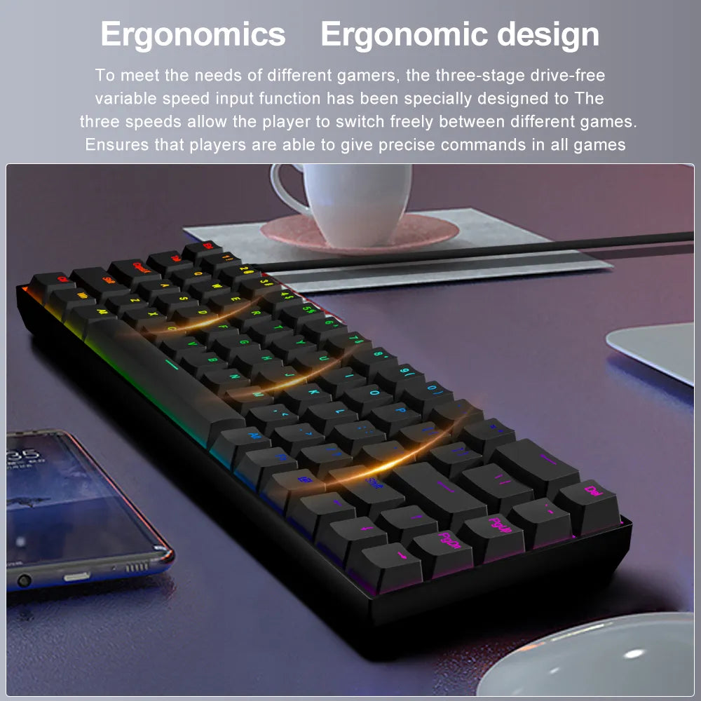 E-YOOSO Z686 RGB USB 60% Mini slim Mechanical Wired Keyboard by DarkByteGear