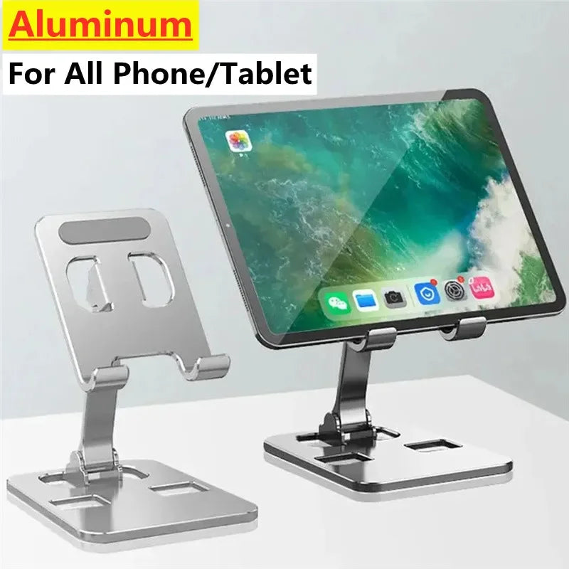 Universal Aluminum Alloy Foldable Desk Phone Holder Mount Stand For iPhone 15 14 Mobile Phone Holder Tablet Desktop Metal Holder by DarkByteGear